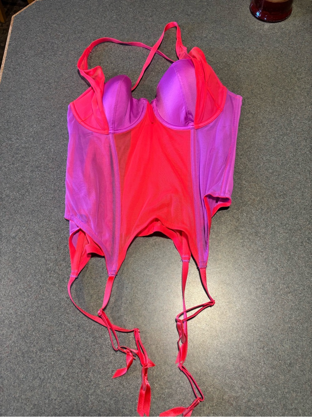 Savage X Fenty Hot Pink & Purple Bustier with Garters